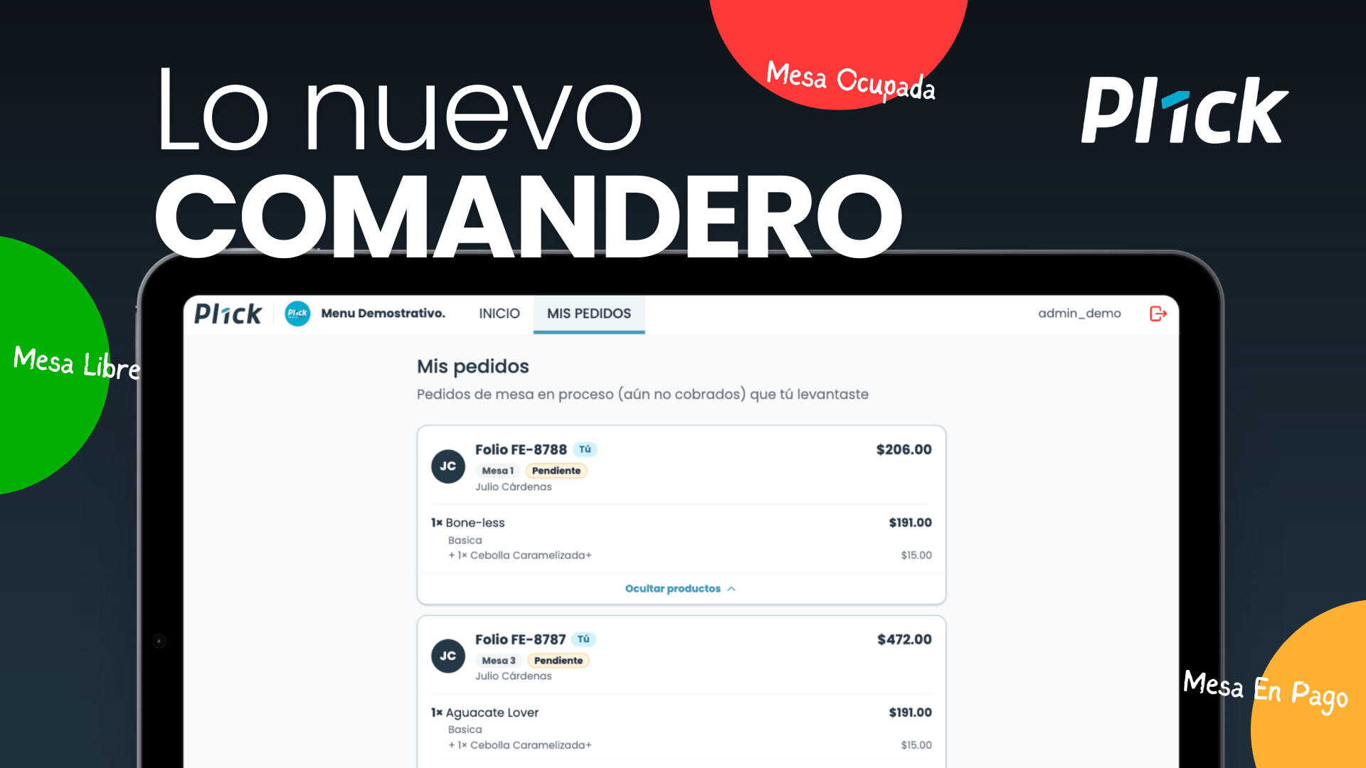 COMANDERA PARA RESTAURANTES PLICK